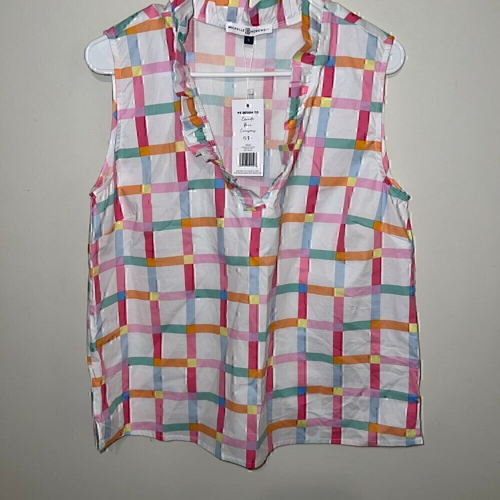 NEW W/ TAGS Michelle McDowell: Lennon Ruffle Blouse - Look Me Up Multi - Size S